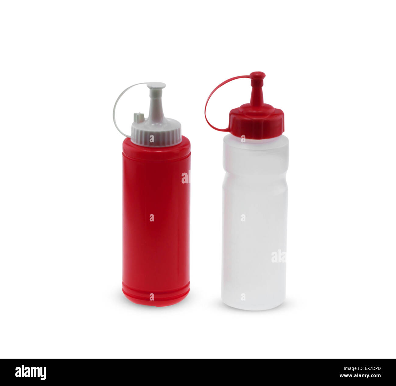 Nuove bottiglie in plastica isolato su sfondo bianco. Foto Stock