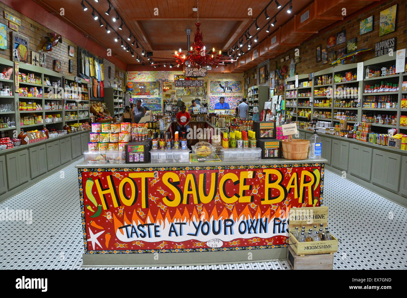 Salse Piccanti shop display New Orleans in Louisiana Foto Stock