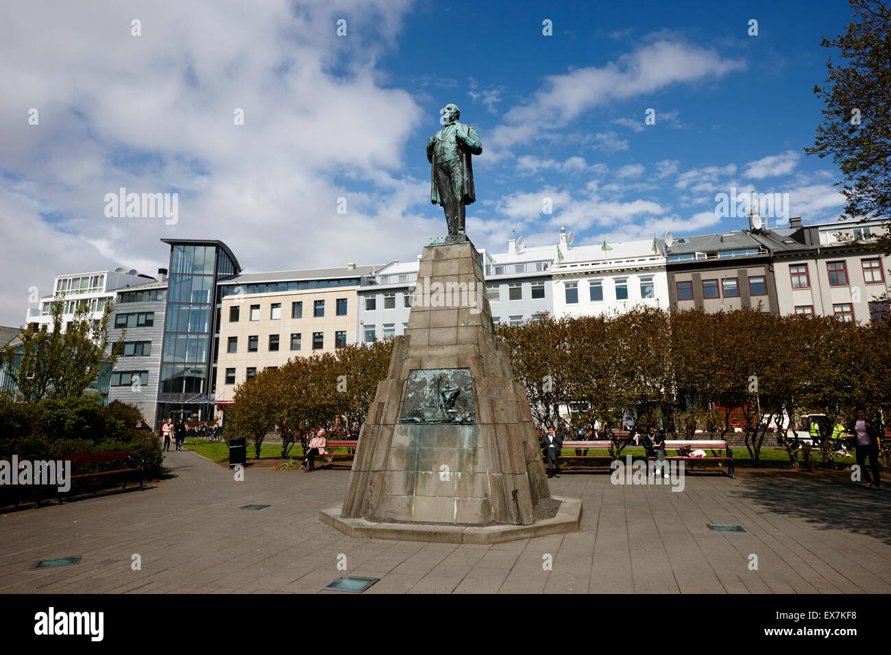 Austurvollur pubblica piazza Reykjavik Islanda Foto Stock