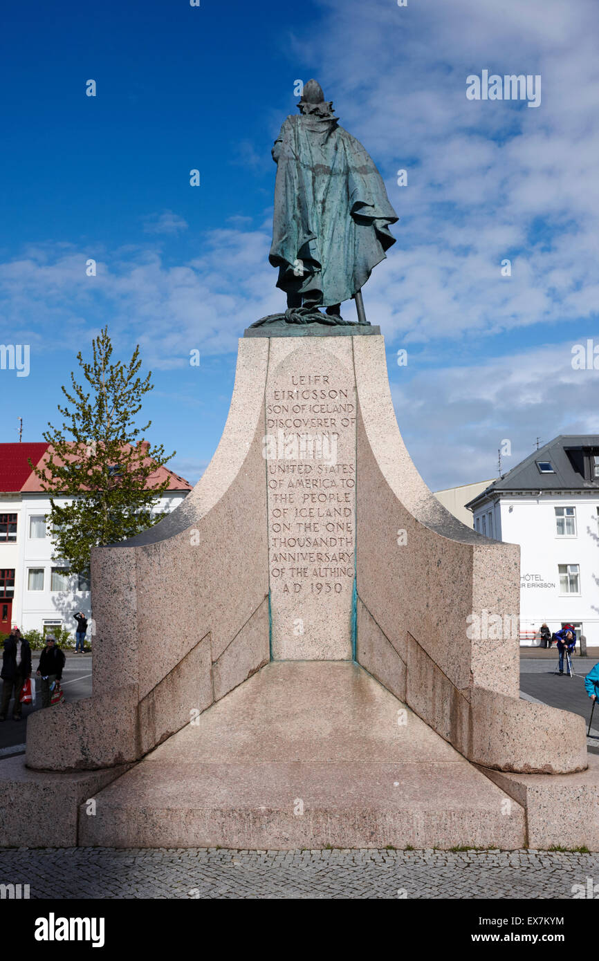 Statua di explorer lief eriksson Reykjavik Islanda Foto Stock