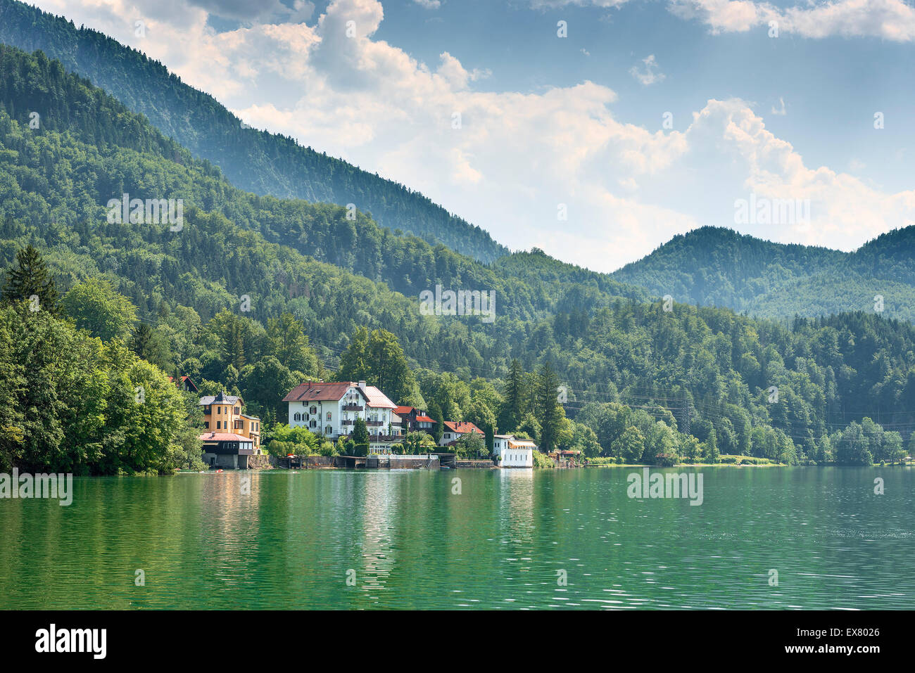 Immagine del lago di Lago Kochelsee in Baviera, Germania Foto Stock