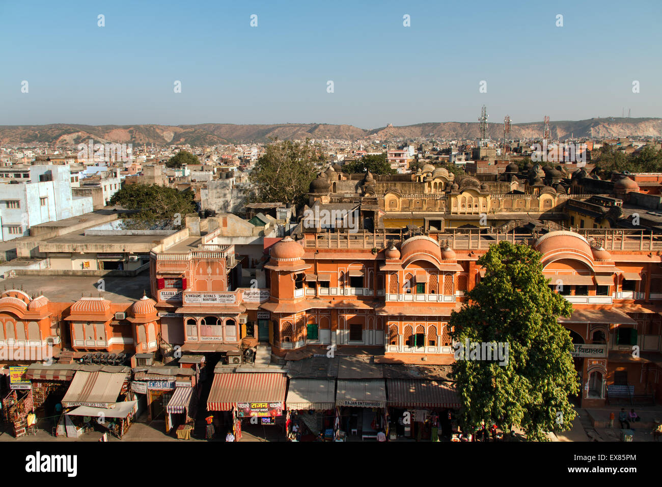 Città Rosa, Città Rosa, vista dal palazzo dei venti, Jaipur, Rajasthan, India Foto Stock
