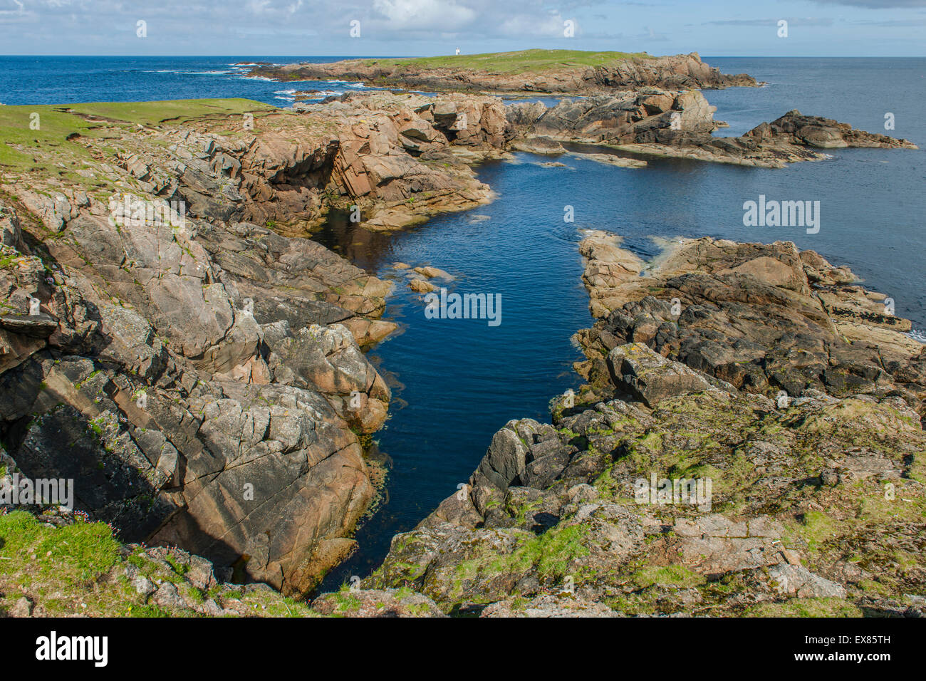 Costa al punto più settentrionale della Gran Bretagna, Unst, isole Shetland, Scotland, Regno Unito Foto Stock