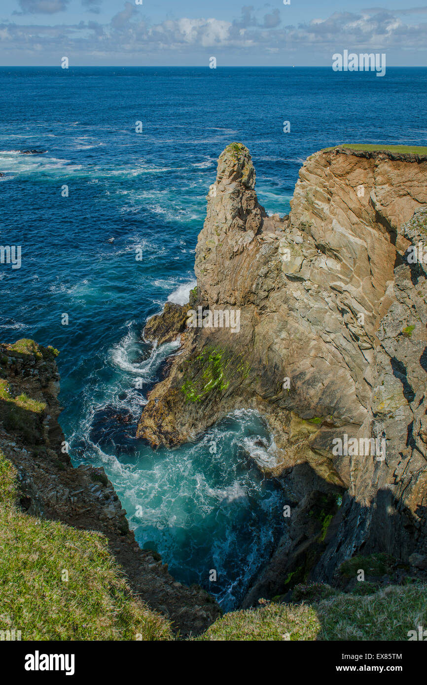 Costa al punto più settentrionale della Gran Bretagna, Unst, isole Shetland, Scotland, Regno Unito Foto Stock