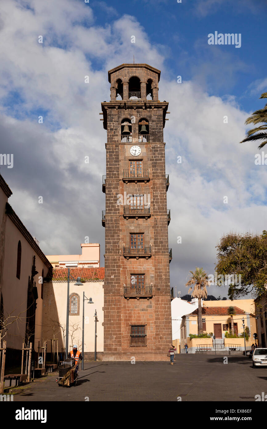 Il campanile della chiesa Iglesia de La concezione, San Cristóbal de La Laguna, Tenerife, Isole Canarie, Spagna, Europa Foto Stock