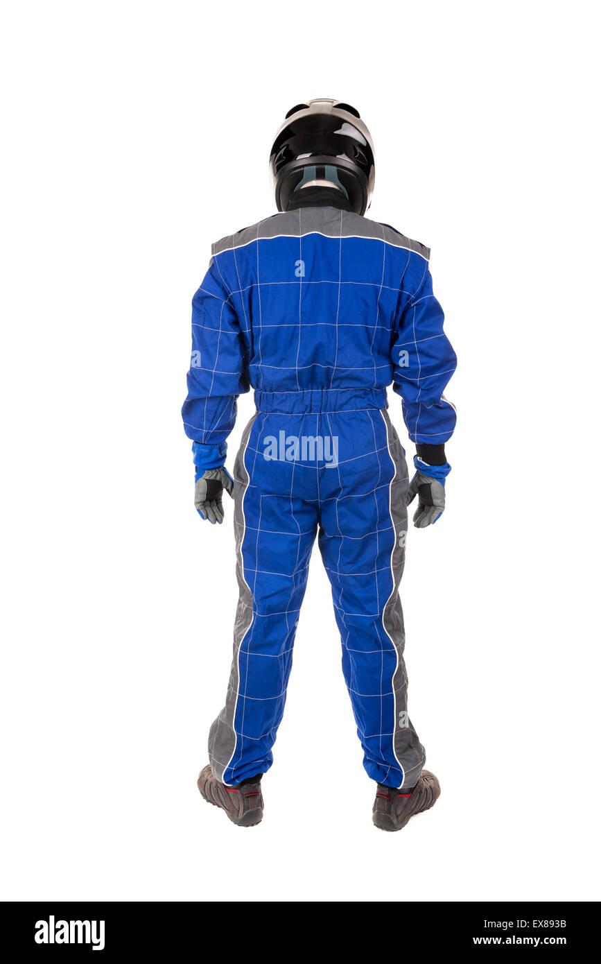 Racing driver in posa con la schiena per la fotocamera Foto Stock