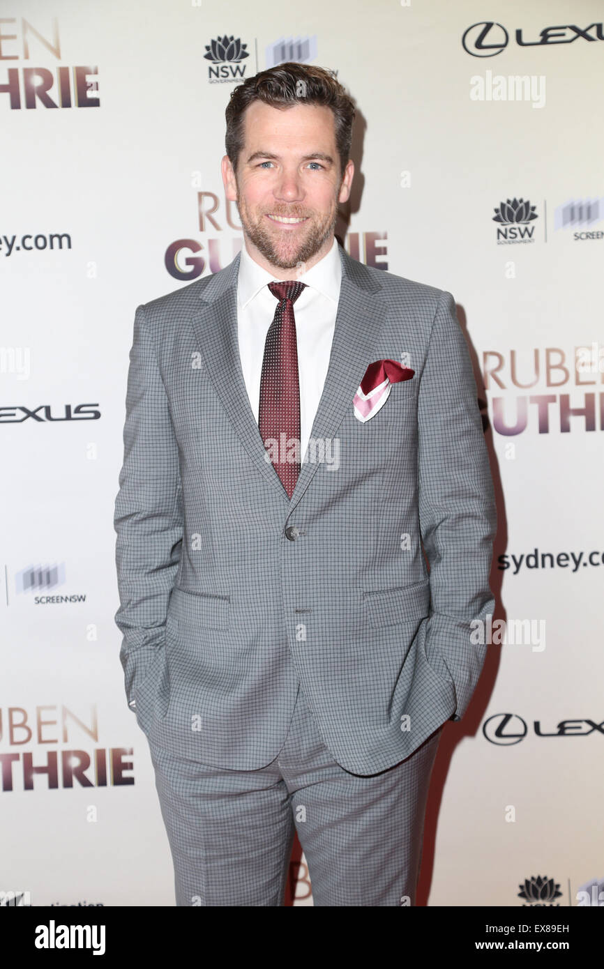 Sydney, Australia. 9 luglio 2015. Attore Patrick Brammall (Ruben Guthrie cast) arriva sul tappeto rosso al Ritz, 45 St Paul's Street, Randwick per la vagliatura di gala del film 'Ruben Guthrie'. Credito: Credito: Richard Milnes/Alamy Live News Foto Stock