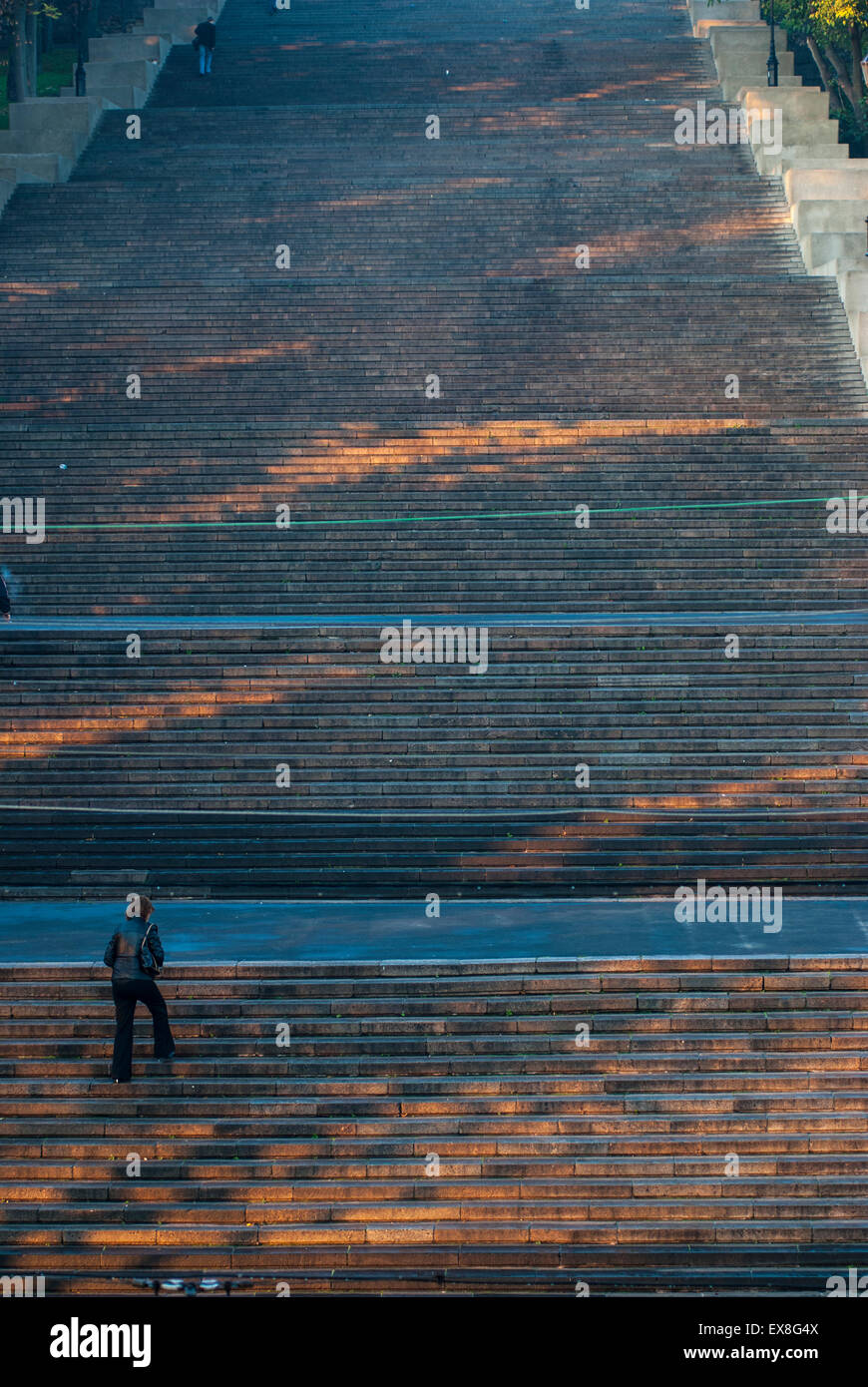 Alba sulle scale di Potemkin, Odessa, Ucraina Foto Stock