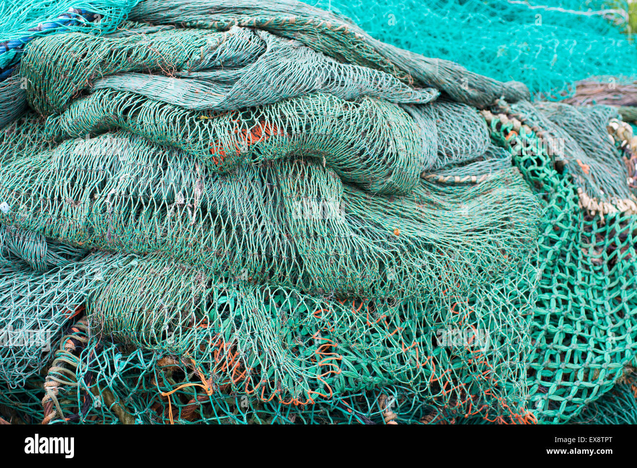 Fisher sfondo netto di corde fatte di nylon verde Foto Stock