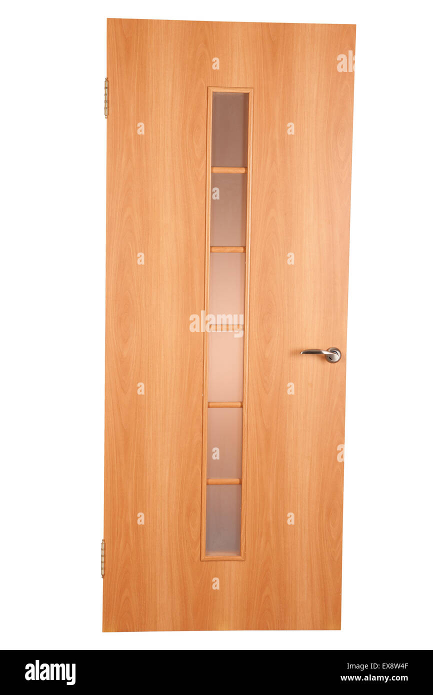 Porta di legno isolato oggetto uno verticale decor di vetro interno home casa indoor design maniglia di ingresso architettura per interni Foto Stock