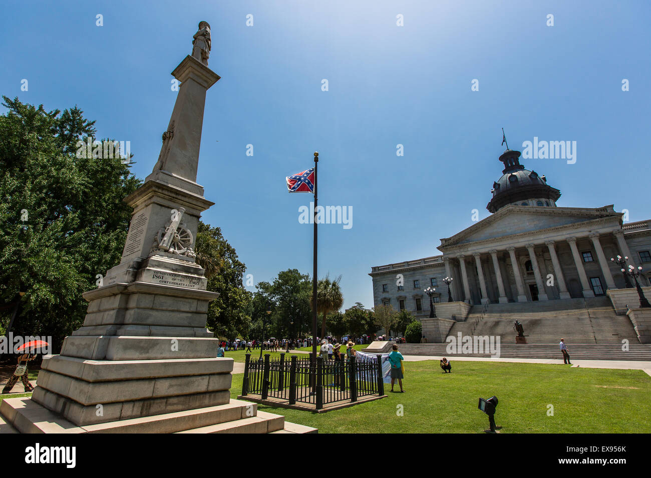 Battaglia confederati sventola su Statehouse motivi in Carolina del Sud. Foto Stock