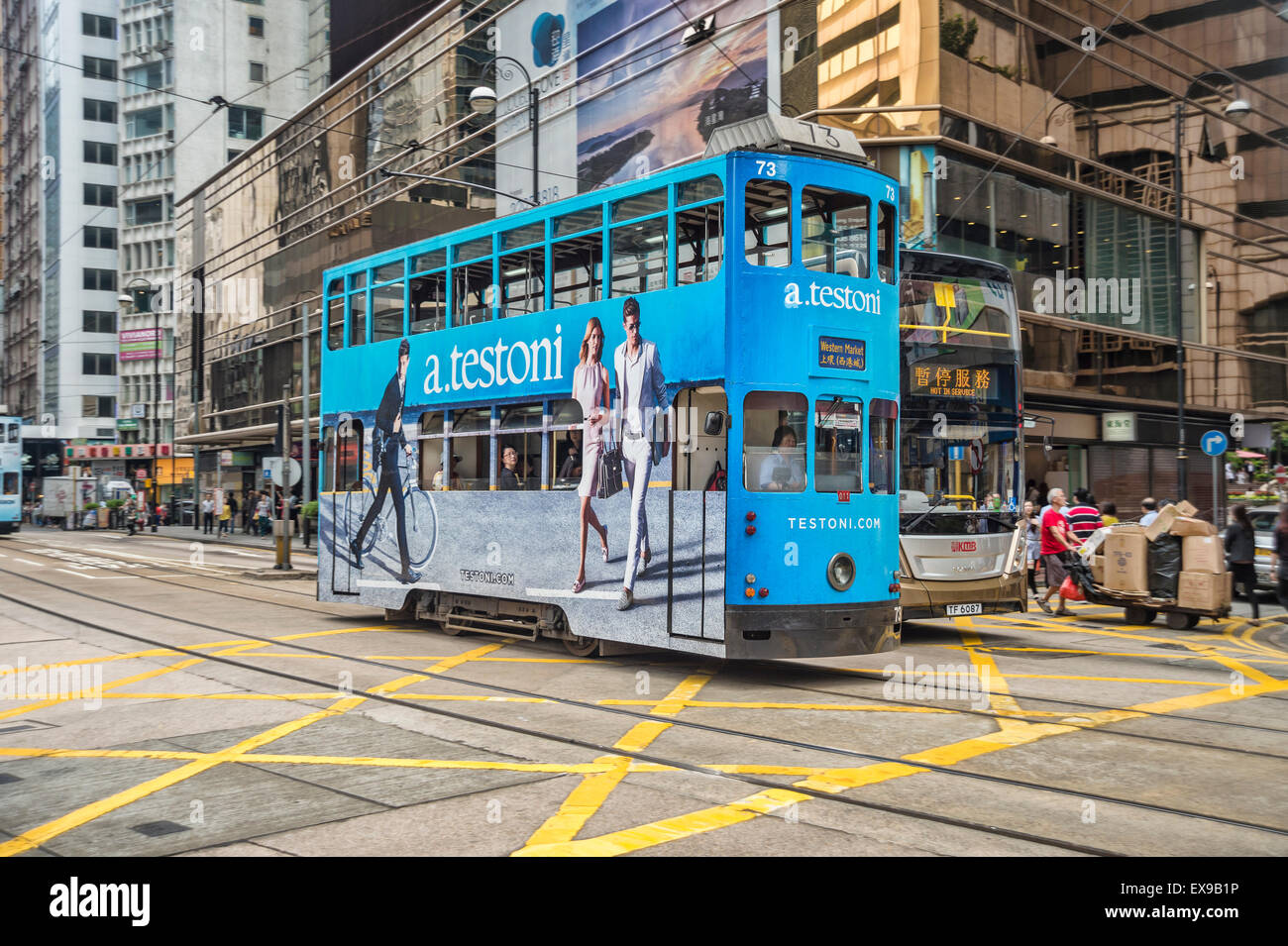In Tram in centrale, Isola di Hong Kong, Hong Kong, Cina, Asia Foto Stock
