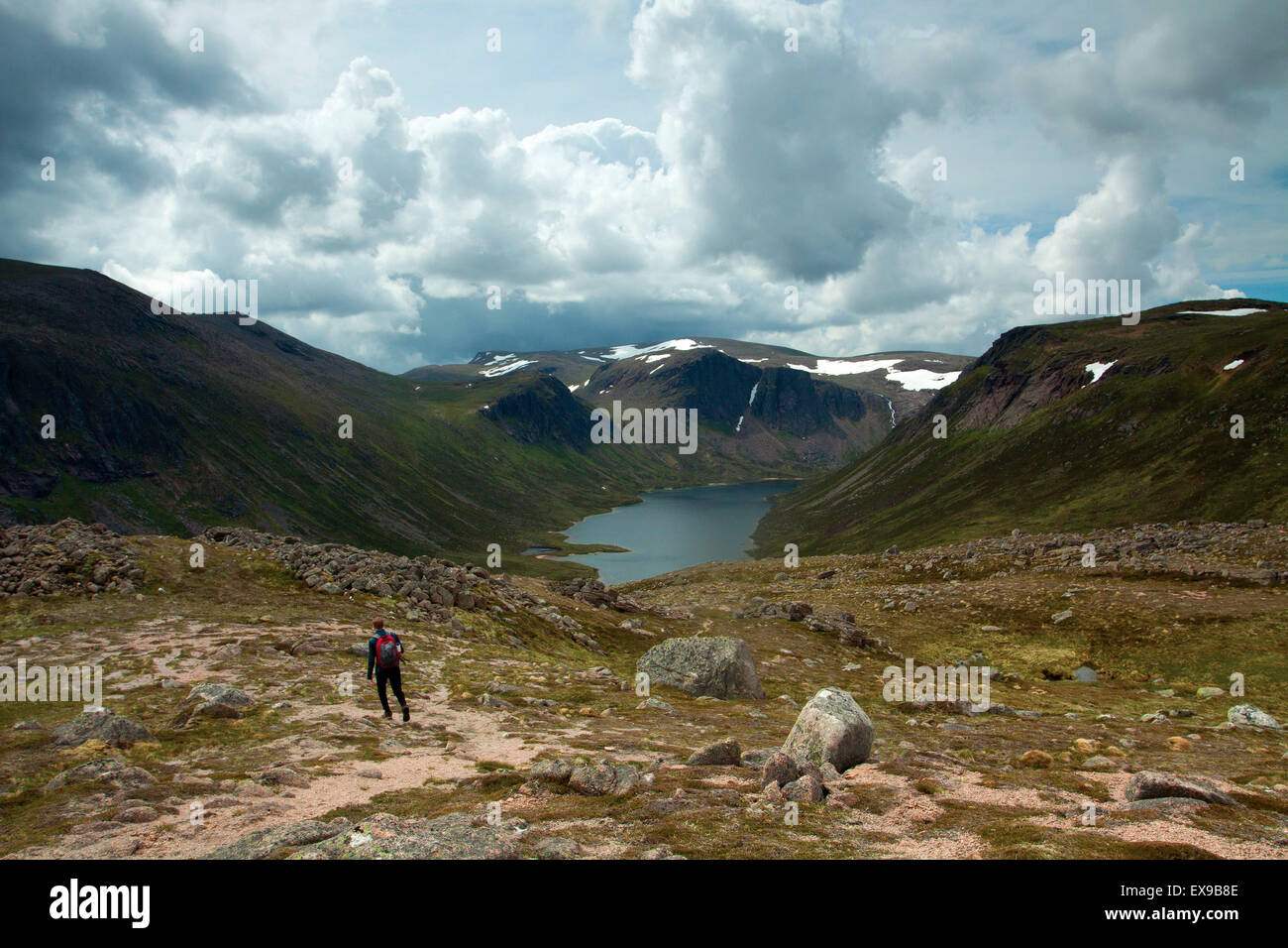 Loch Avon e Ben Macdui DA UN' Choinneach, Abernethy Riserva Naturale Nazionale, Cairngorm National Park, Badenoch & Speyside Foto Stock