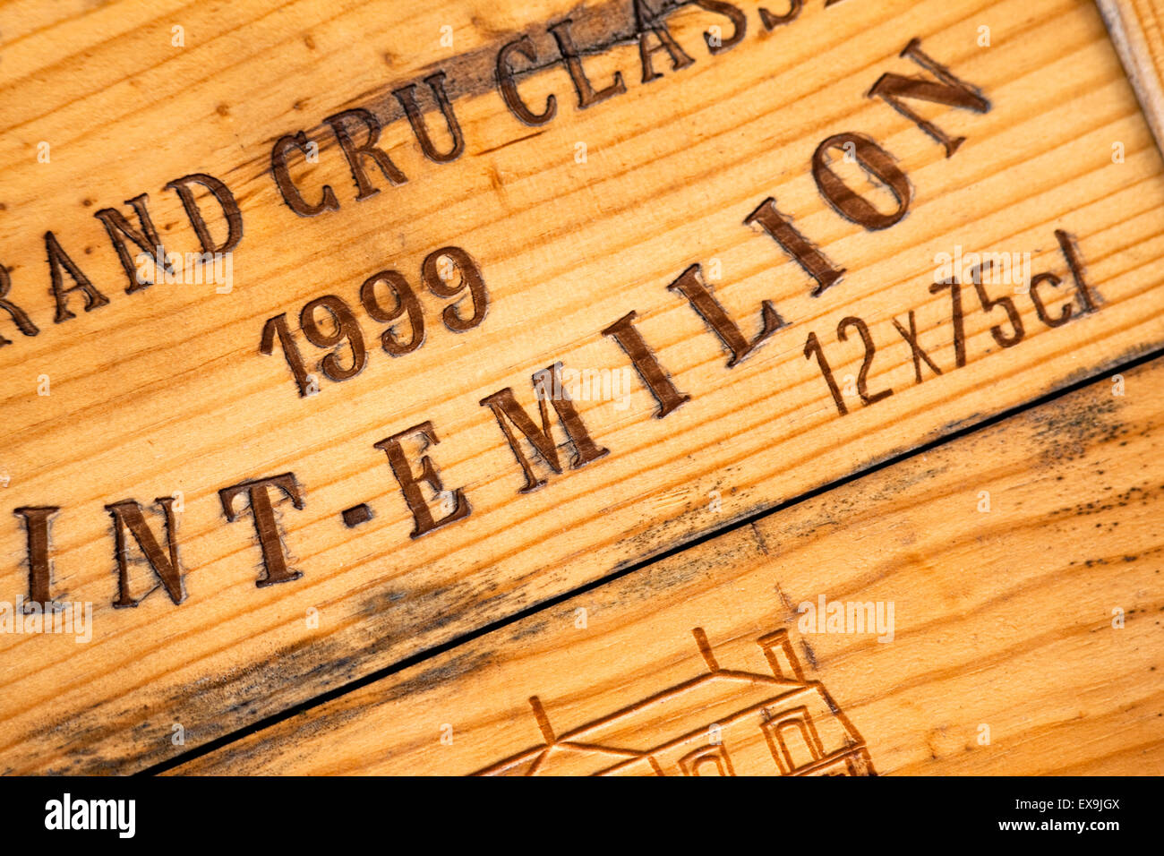 Close up del legno di un vino scatola Foto Stock