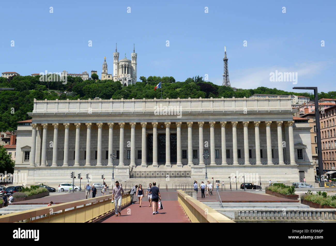 Palais de Justice di Lione e Cour DÕAppel corte di appello sul Quai Romain Rolland a Lione Francia tribunali Foto Stock