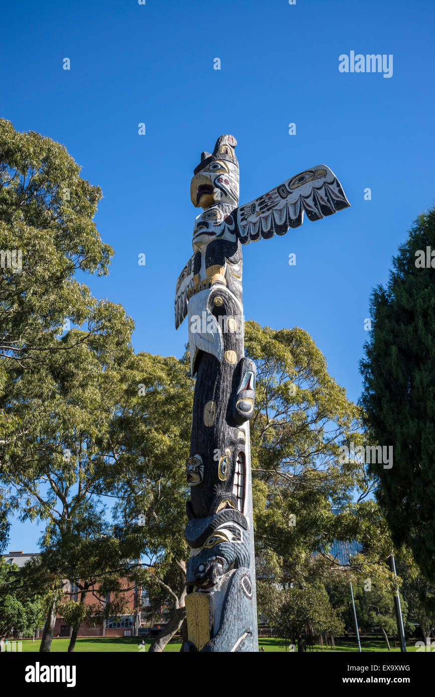 Victoria Park, Aborigeni Totem Pole, Sydney, Australia Foto Stock