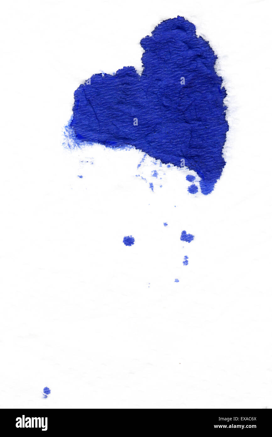Inchiostro blu blot in forma di cuore Foto Stock