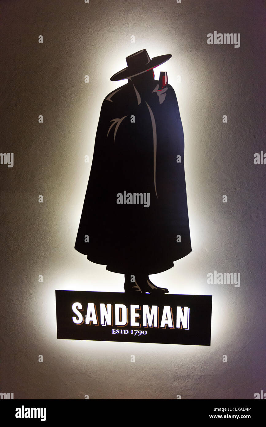 Il logo della cantina Sandeman, Portogallo. Foto Stock