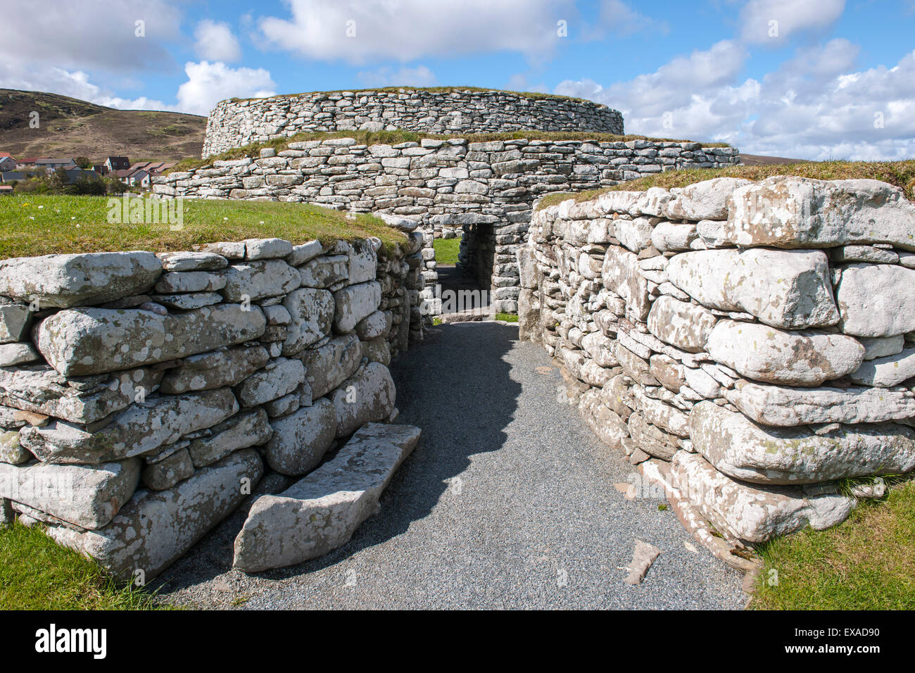 Clickimin Broch, resti di età del ferro tower, Lerwick, la terraferma Orkney e Shetland Islands, Scotland, Regno Unito Foto Stock