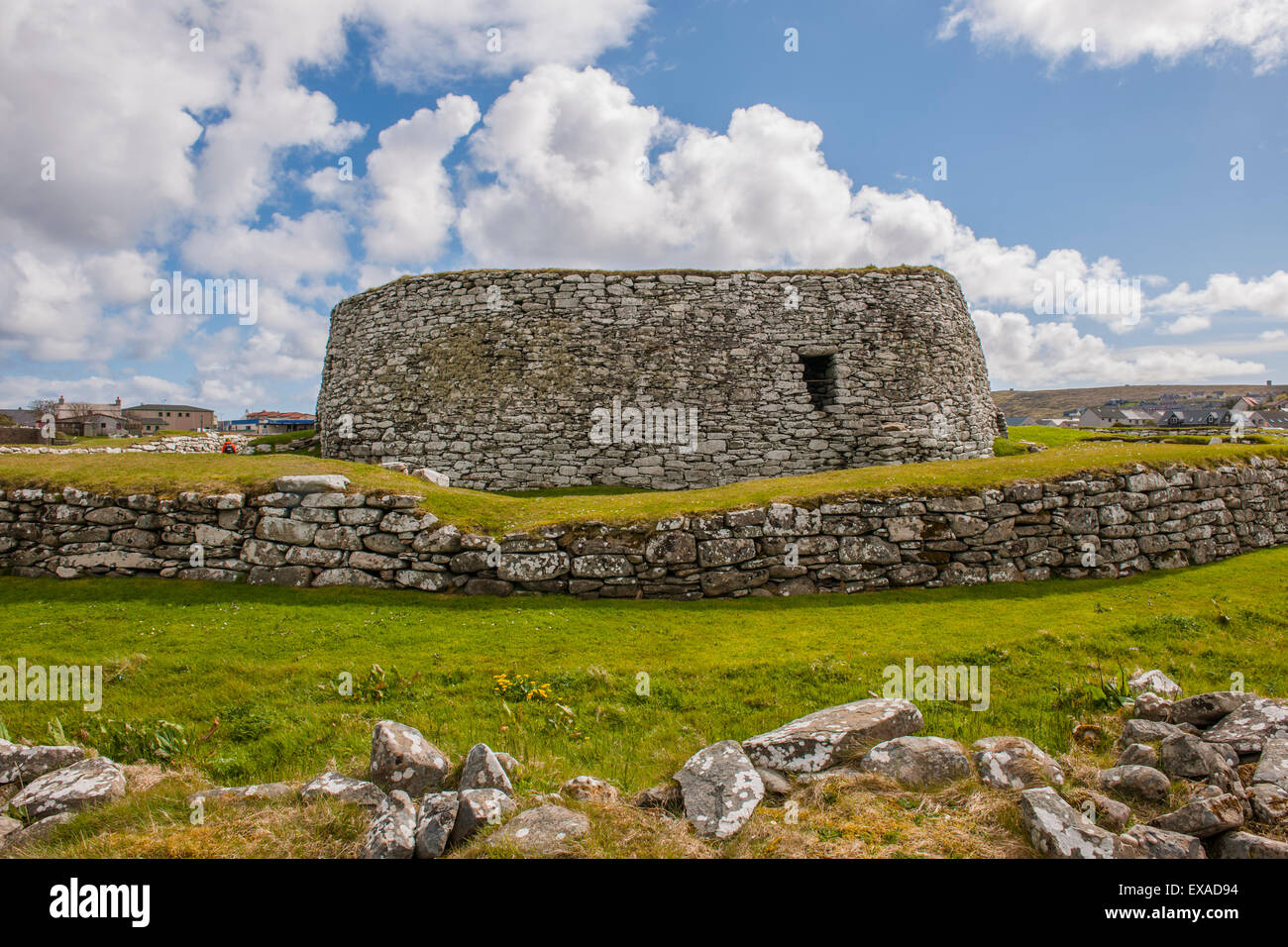 Clickimin Broch, resti di età del ferro tower, Lerwick, la terraferma Orkney e Shetland Islands, Scotland, Regno Unito Foto Stock