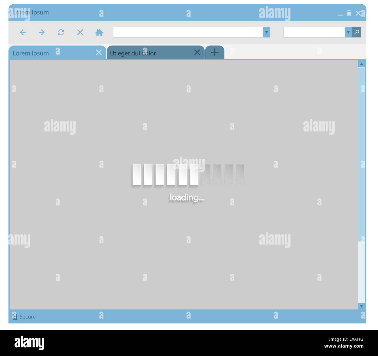 Sito web caricamento progressi mostrati in stile appartamento browser web Foto Stock
