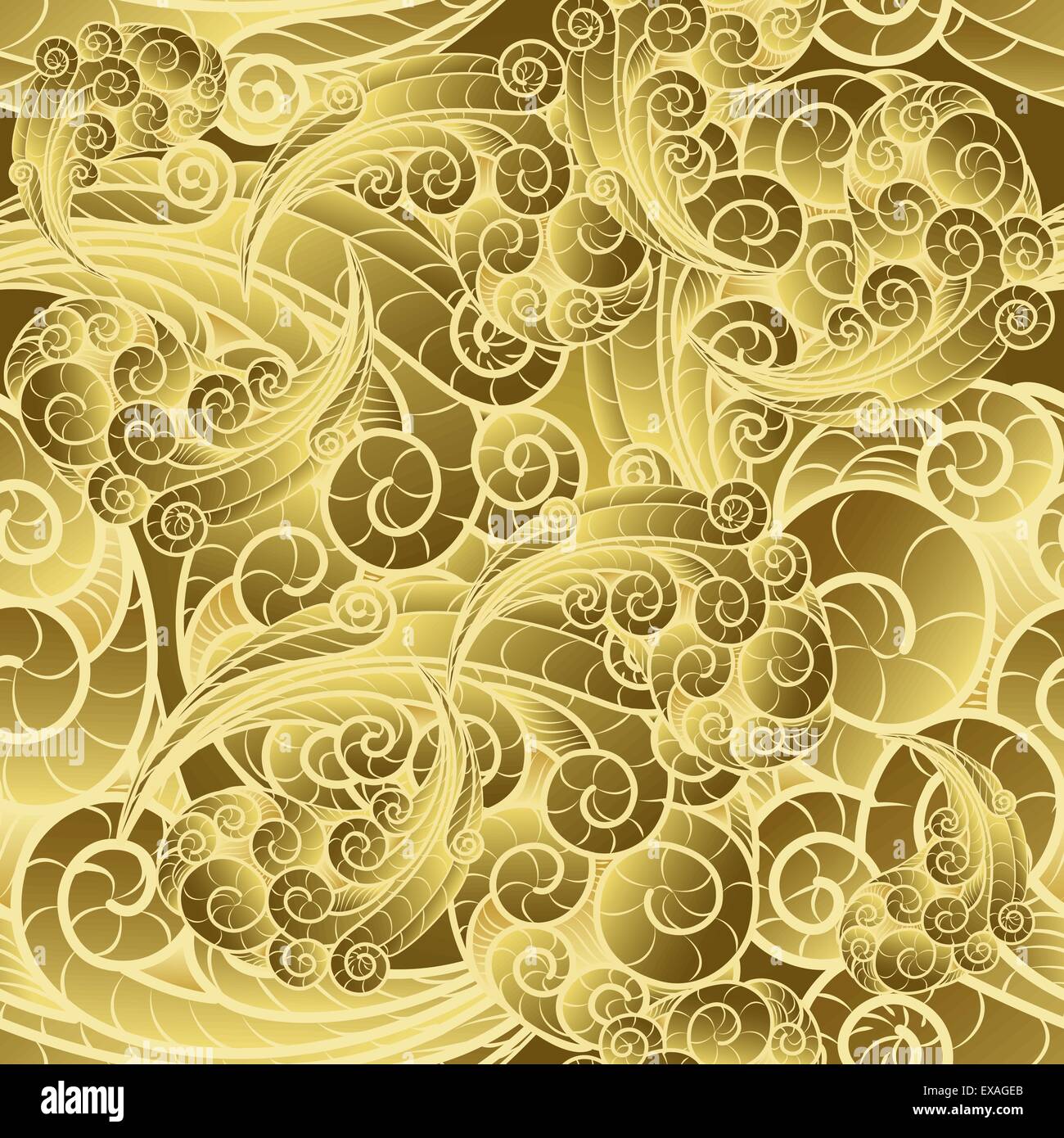 Oro Vintage swirl parete seamless modello di carta. Illustrazione Vettoriale