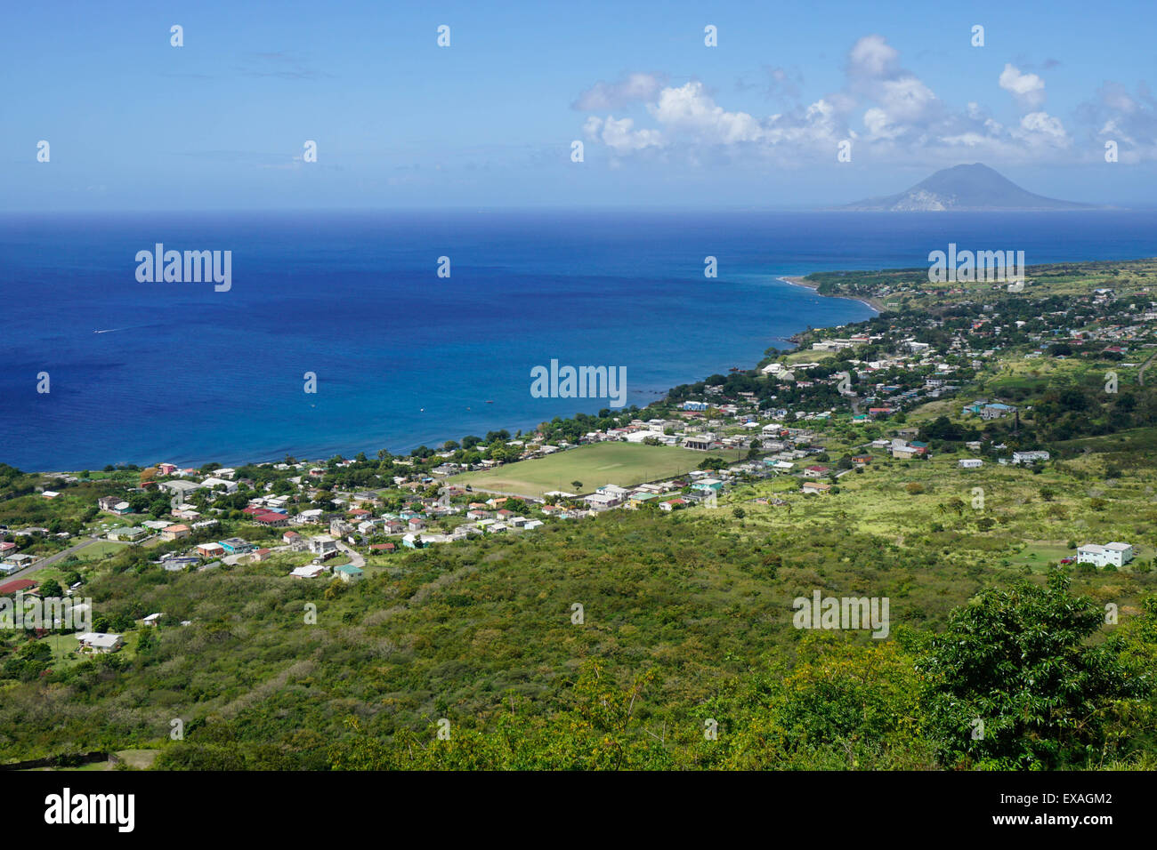 Vista dalla Brimstone Hill Fortress, Saint Kitts, Saint Kitts e Nevis, Isole Sottovento, West Indies, dei Caraibi e America centrale Foto Stock