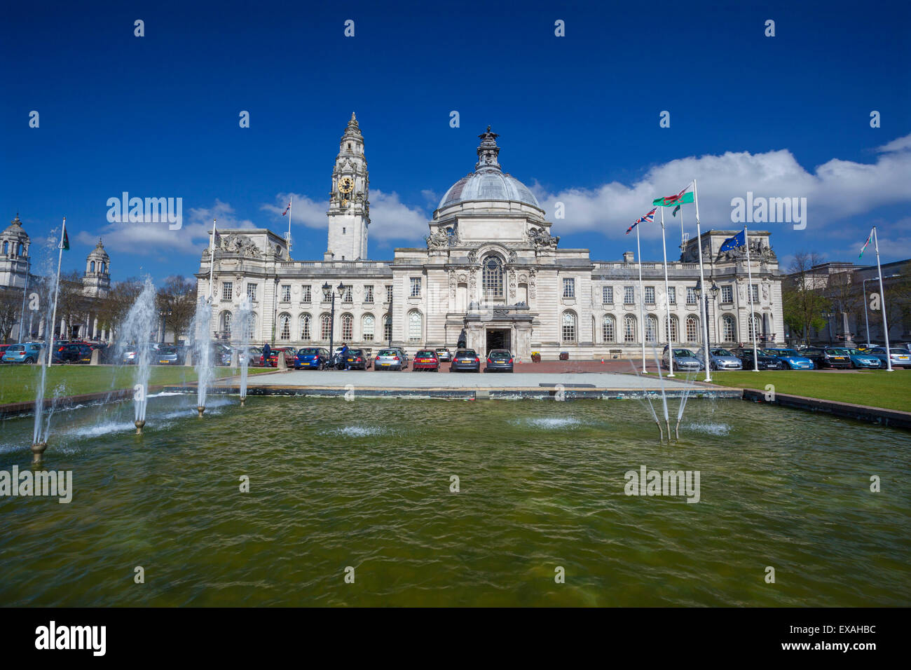 City Hall di Cardiff, Galles, Regno Unito, Europa Foto Stock