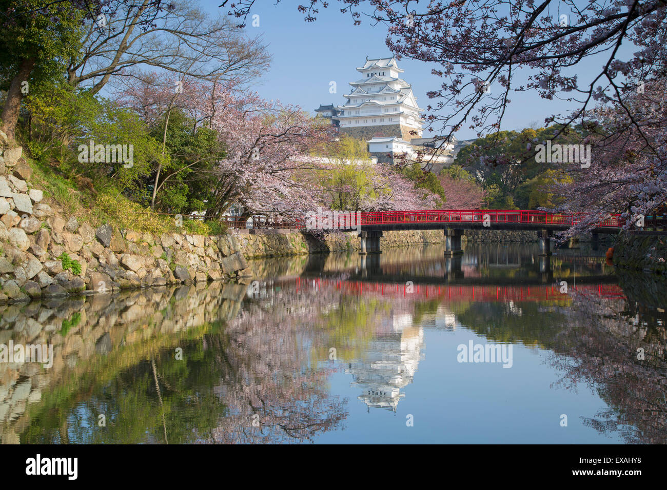 Il castello di Himeji, Sito Patrimonio Mondiale dell'UNESCO, Himeji, Kansai, Honshu, Giappone, Asia Foto Stock