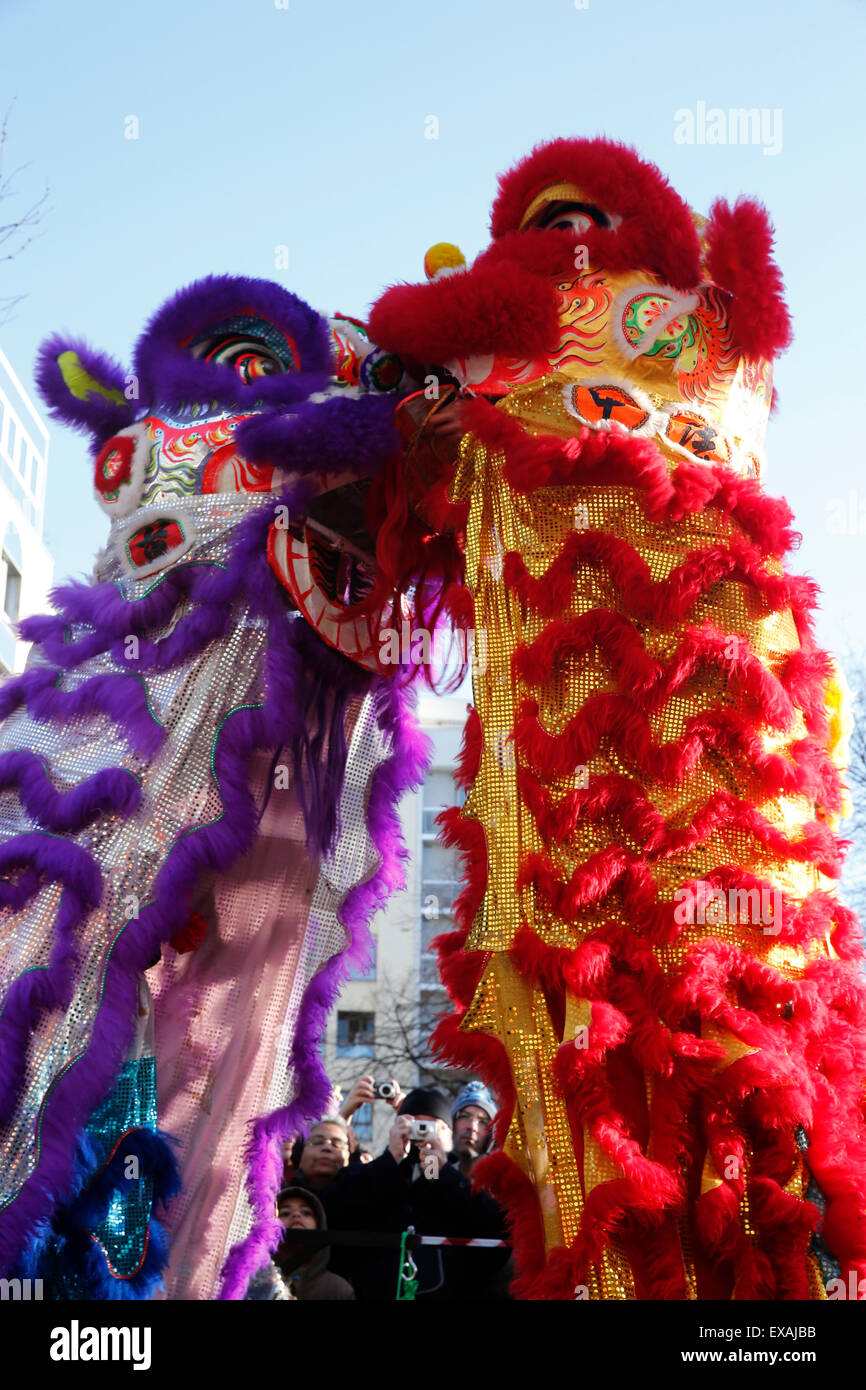 Dragon dance, nuovo anno cinese, Parigi, Francia, Europa Foto Stock