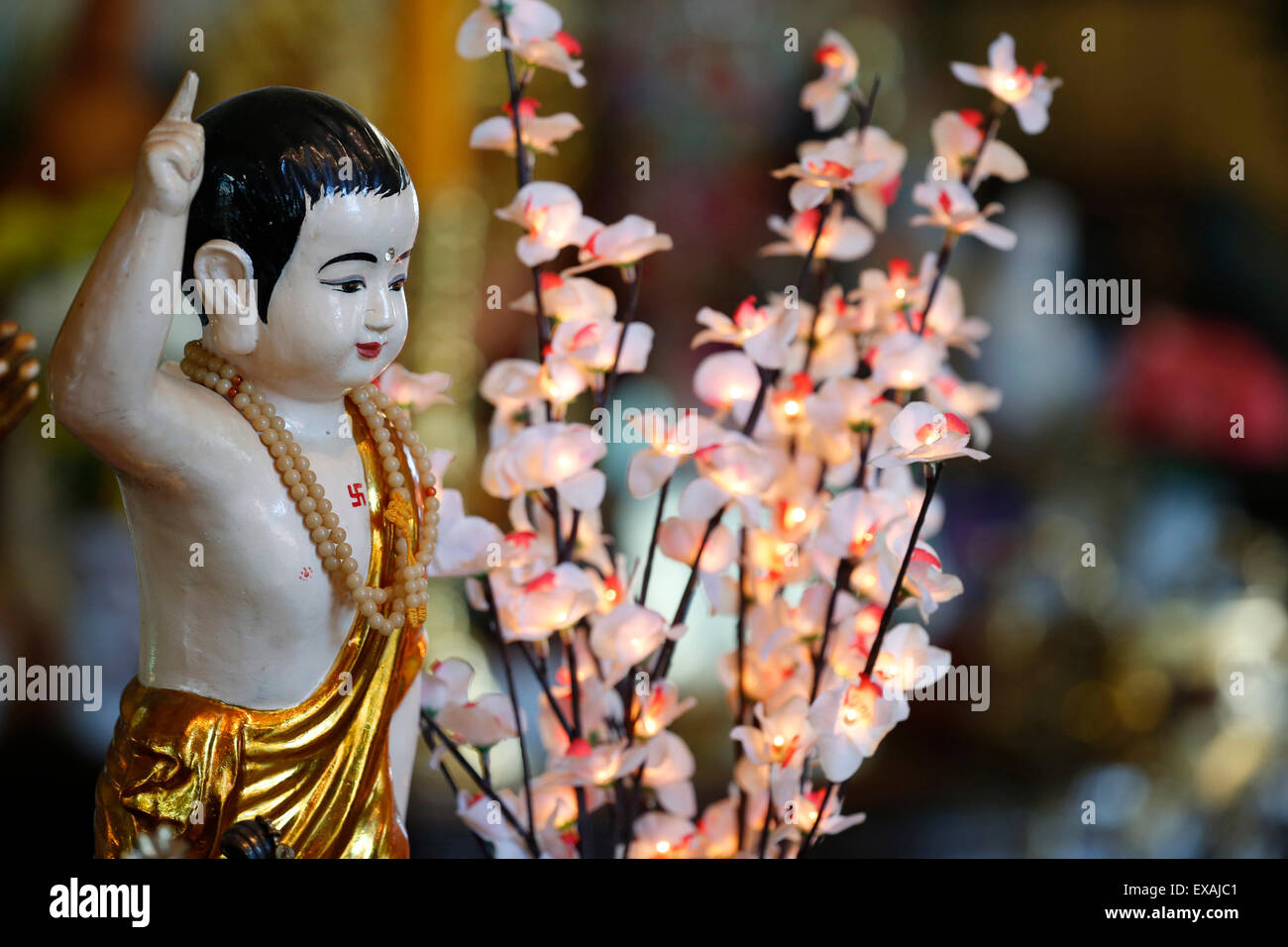 Compleanno di Buddha Shakyamuni (Vesak), Tu un tempio buddista, Saint-Pierre-en-Faucigny, Haute Savoie, Francia, Europa Foto Stock