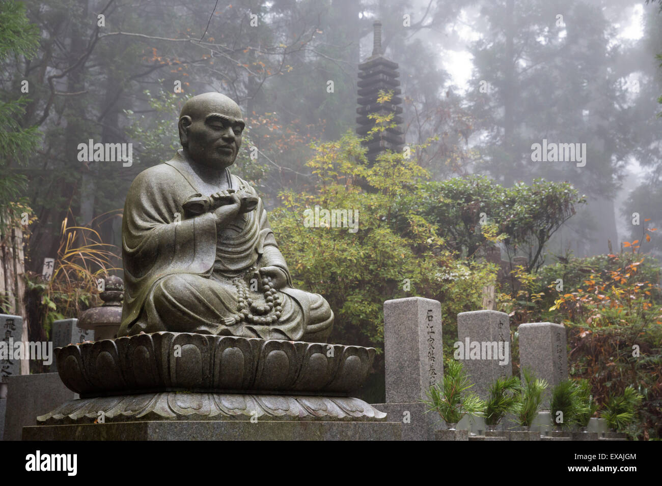 Il cimitero buddista di Oku-no-in, Koyasan (Koya-san), Kansai, Giappone, Asia Foto Stock