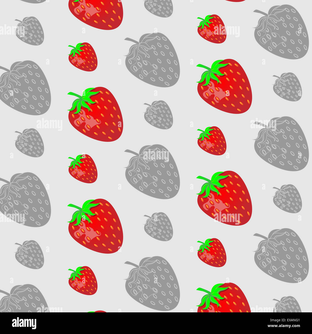 Modello di fragola. Sfondo senza giunture, succosa e fresca, vettore dessert organico, illustrazione naturale sano maturi Foto Stock