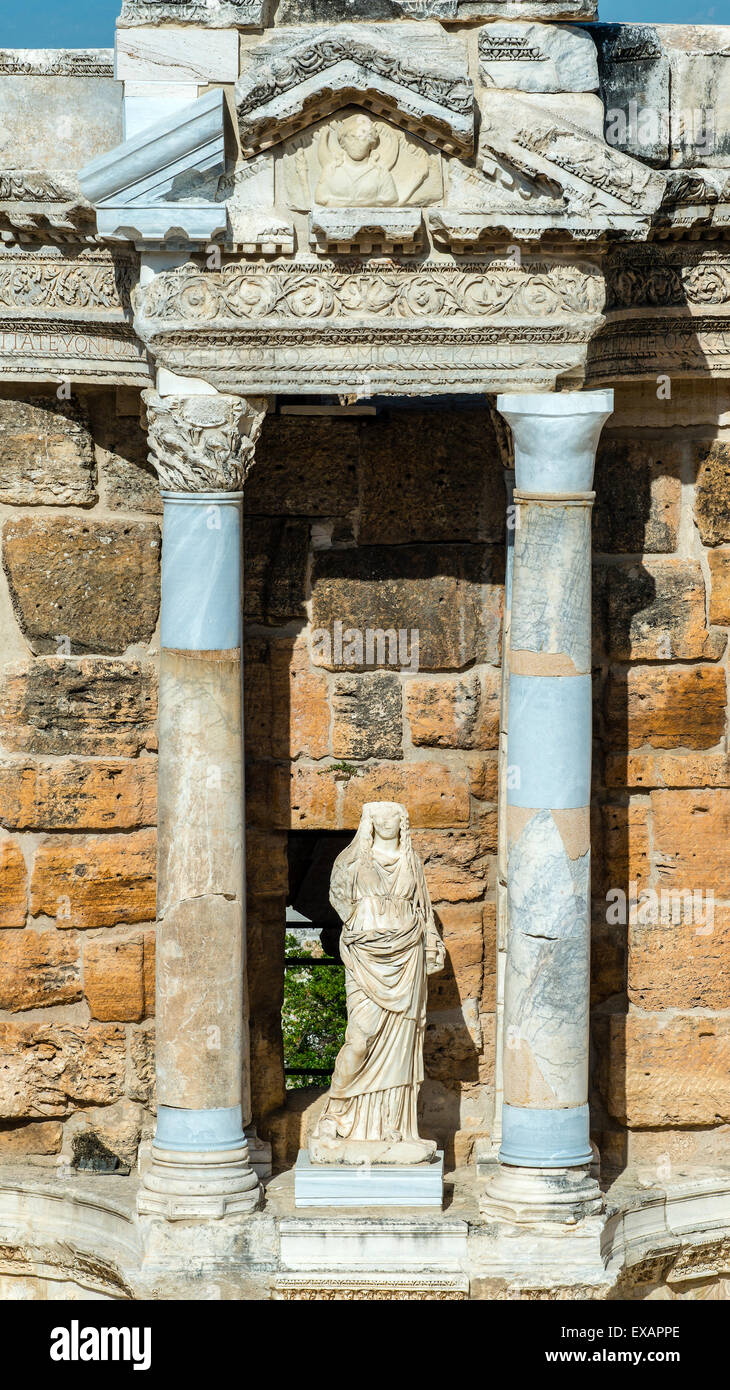 Dettaglio del teatro romano, Hierapolis, Pamukkale, Turchia Foto Stock