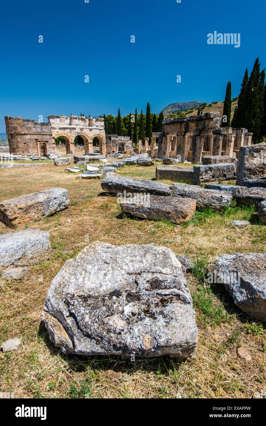 Domiziano Gate, Hierapolis, Pamukkale, Turchia Foto Stock