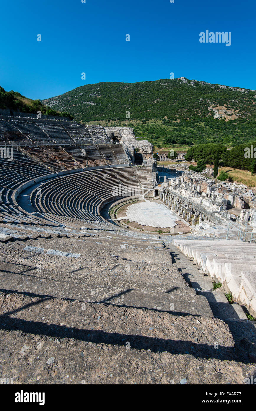 Vista superiore del grande teatro, Efeso, Izmir, Turchia Foto Stock