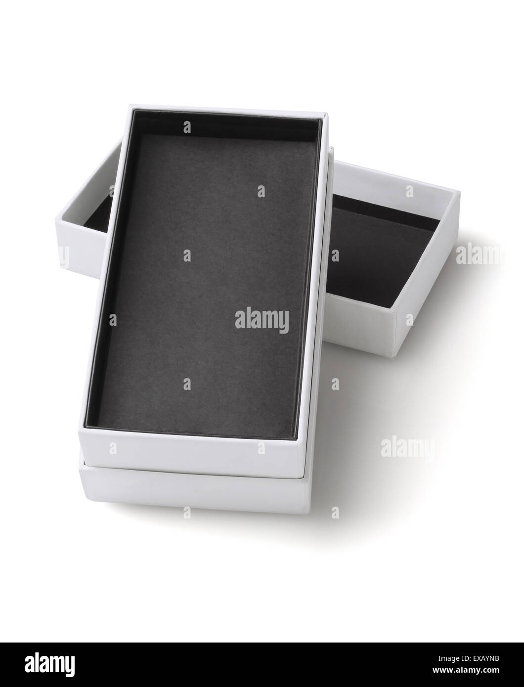 Smartphone imballaggi di cartone scatola su sfondo bianco Foto Stock