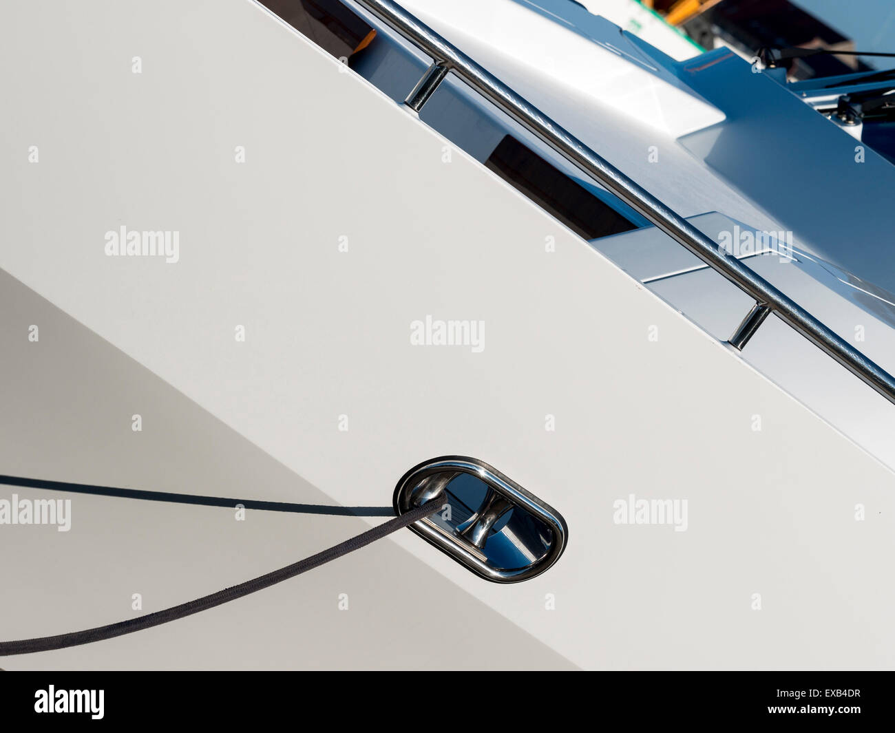 Dettaglio di un moderno yacht nel porto,Copenhagen,Danimarca Foto Stock