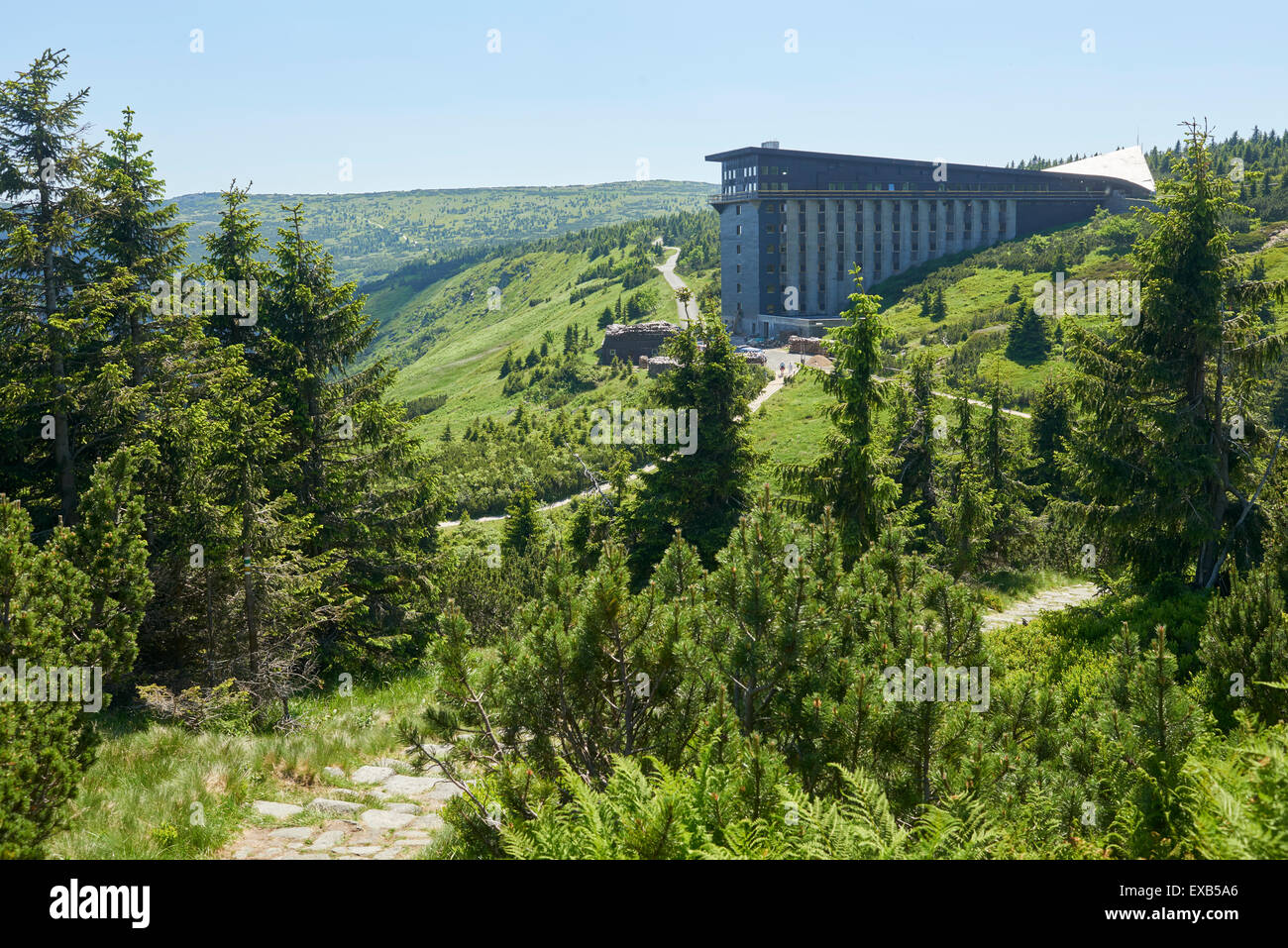 Labska bouda, Zlate Navrsi, Krkonose, Elba prato, NP Monti dei Giganti, Repubblica Ceca Foto Stock