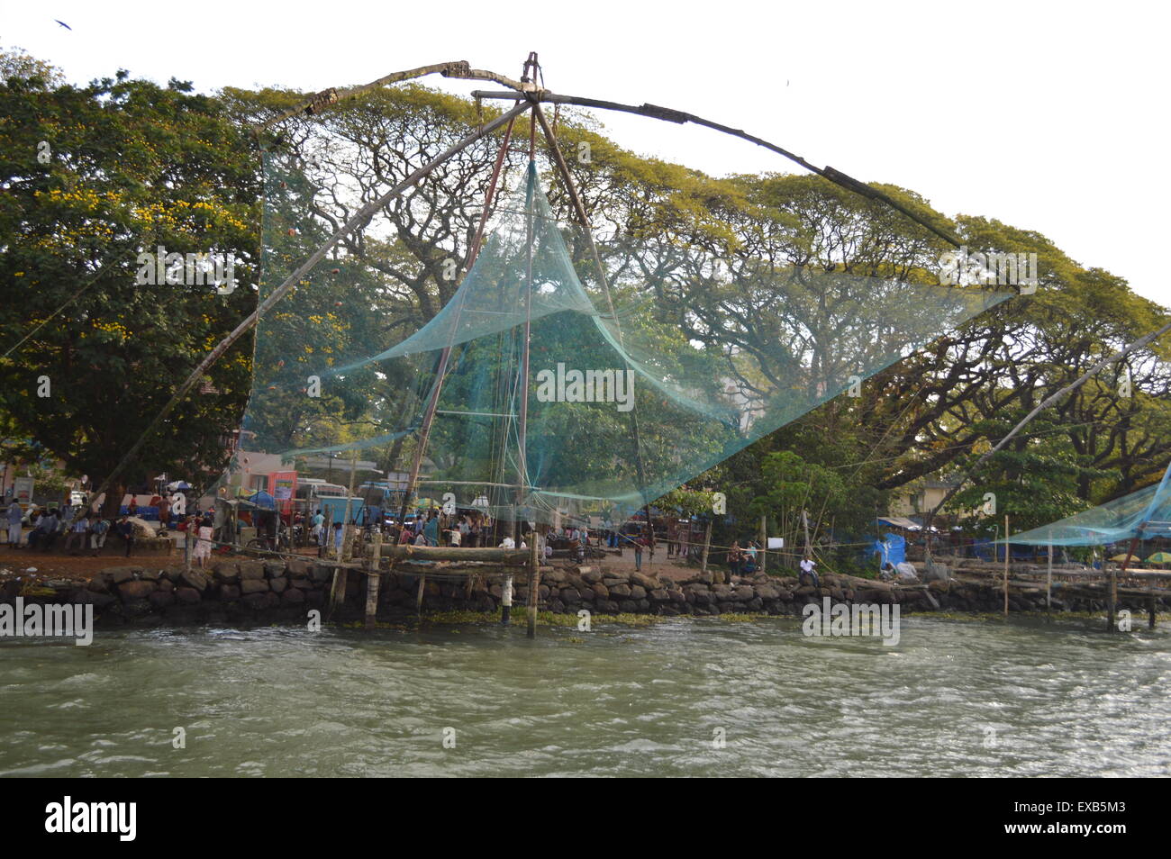 Le reti da pesca cinesi in Fort Kochi Foto Stock