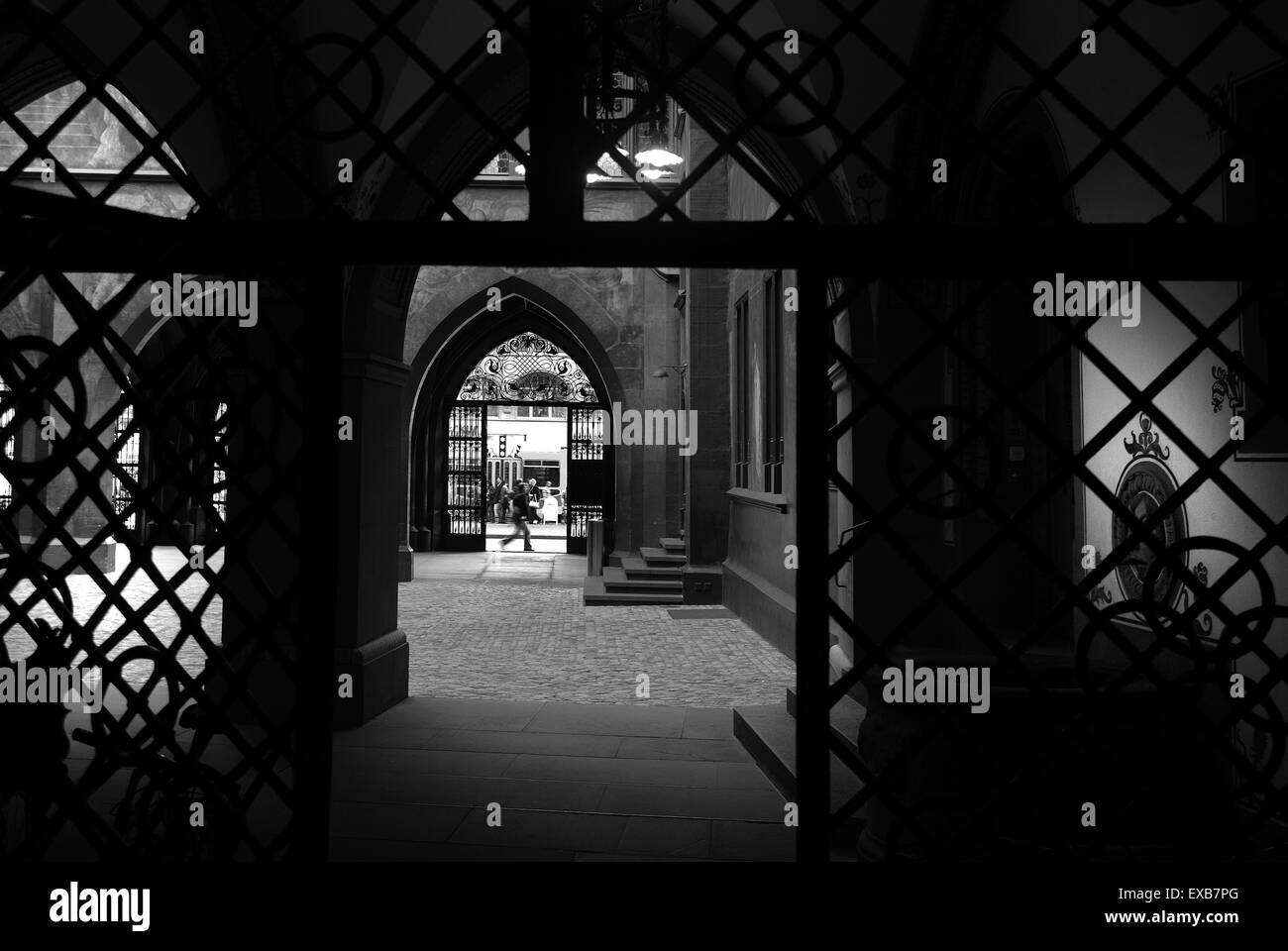 Cortile interno al Rathaus, Basilea, Svizzera Foto Stock