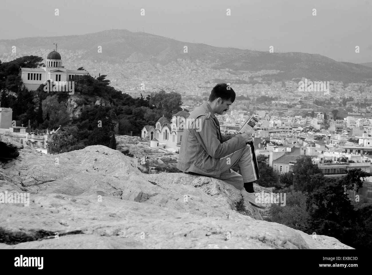 Tourist sull'Acropoli di Atene, Grecia Foto Stock