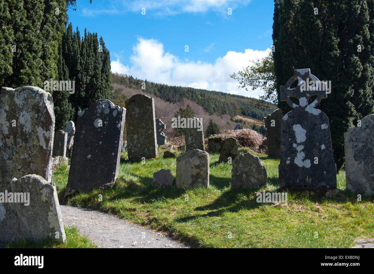 Vecchio Cimitero irlandese nel Parco Nazionale di Wicklow Irlanda mountain Foto Stock