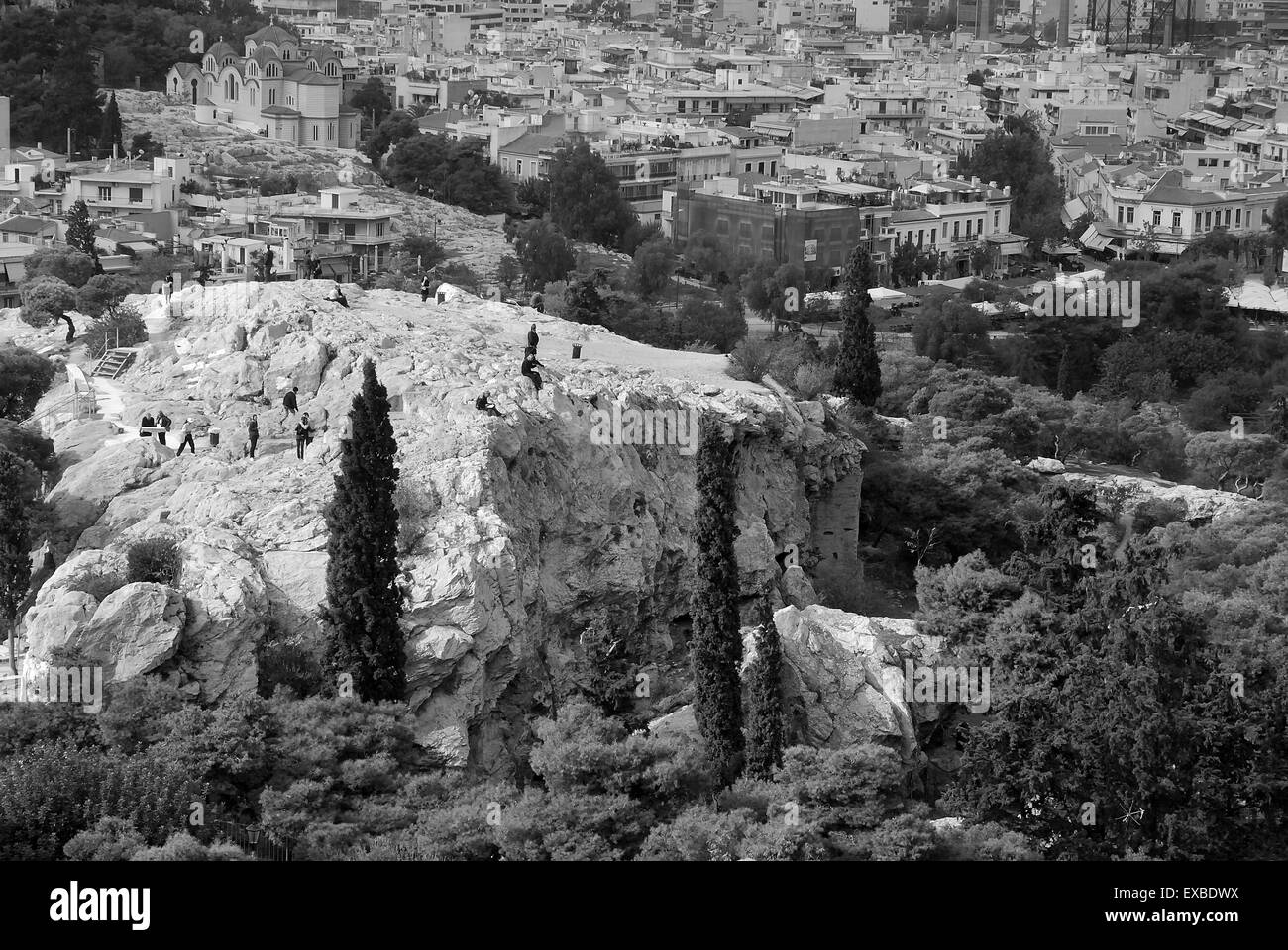 La roccia di Areopagos, Atene, Grecia Foto Stock
