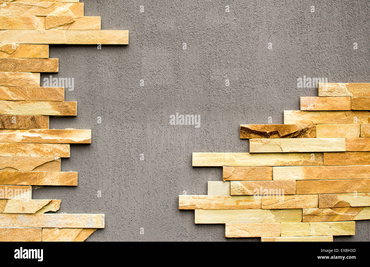 Mattone parete piastrellata con cemento grigio area copyspace Foto Stock