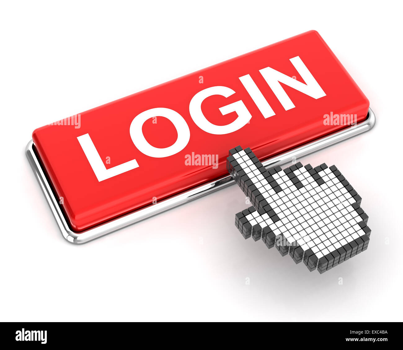 Facendo clic su un pulsante di accesso Foto Stock