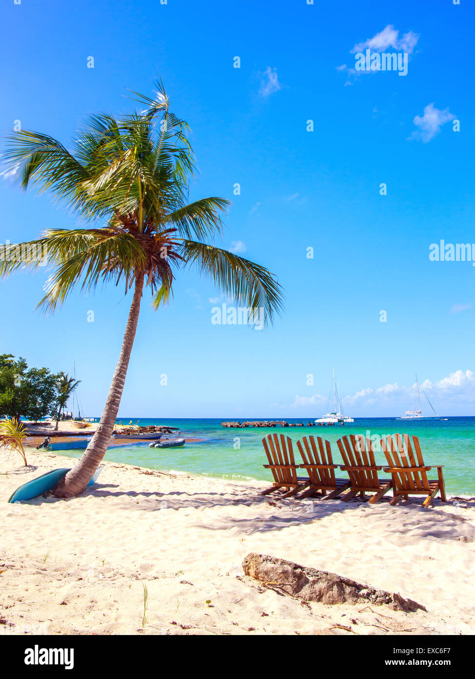 Splendida spiaggia caraibica sull'isola di Saona, Repubblica Dominicana Foto Stock