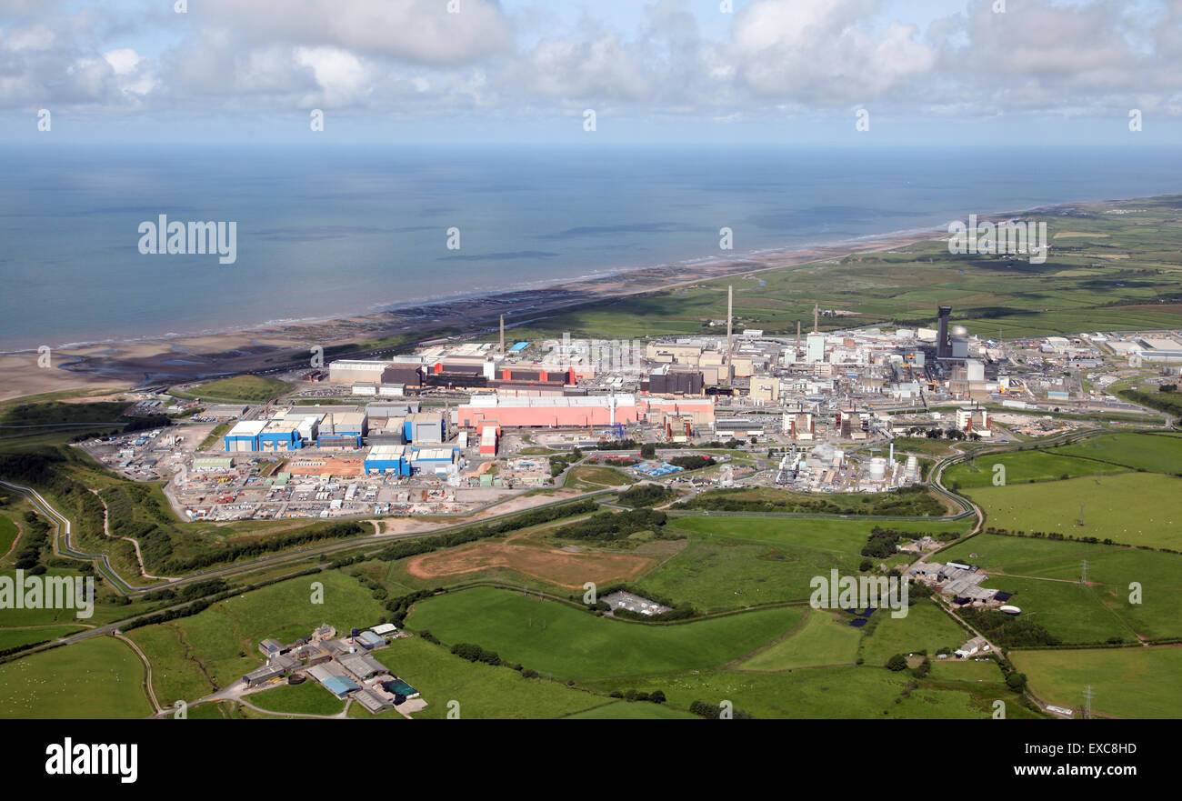 Vista aerea della centrale nucleare di Sellafield impianto di ritrattamento in Cumbria, Regno Unito Foto Stock