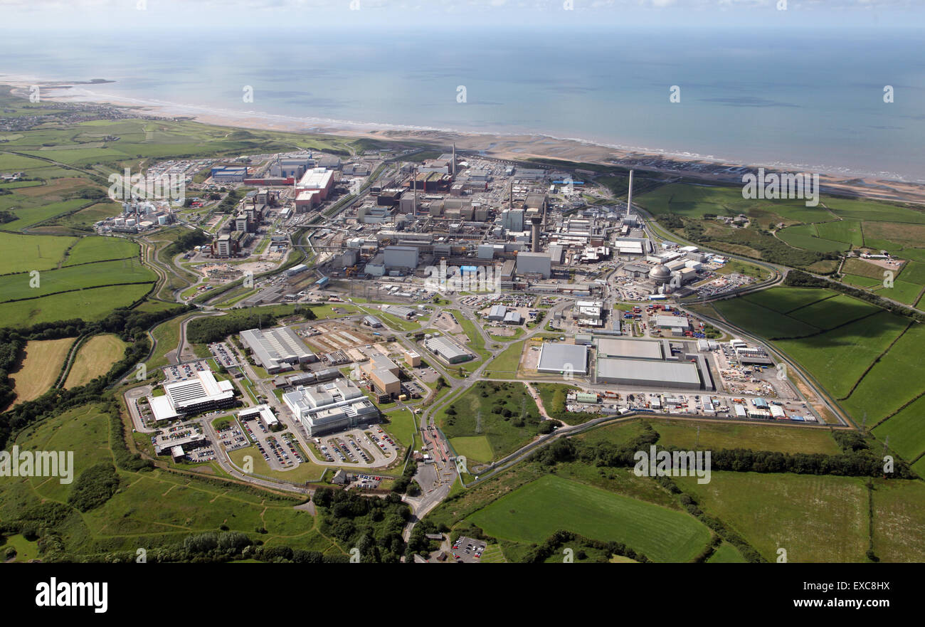 Vista aerea della centrale nucleare di Sellafield impianto di ritrattamento in Cumbria, Regno Unito Foto Stock