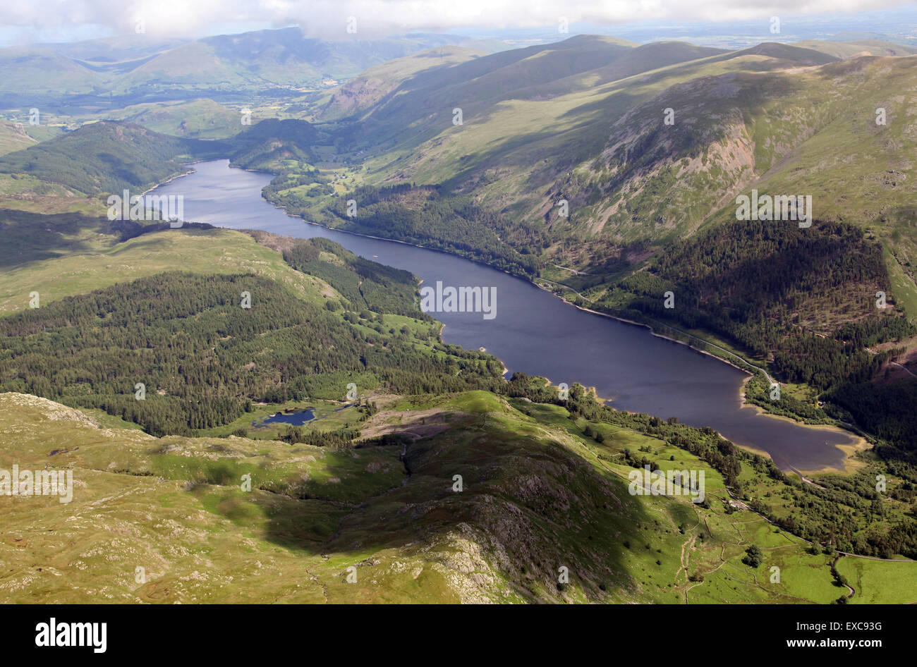 Vista aerea di Thirlmere nel distretto del lago, Cumbria, Regno Unito Foto Stock